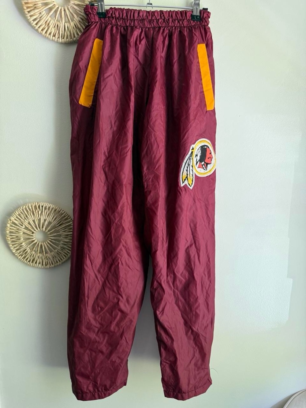 XS Vintage Washington Redskins Windbreaker Pants NFL Burgundy Gold Y2K